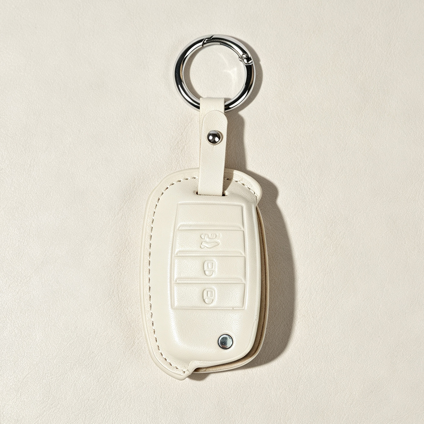 Estuche de cuero blanco estilo B - Estuche corto de cuero con hebilla para llaves P2