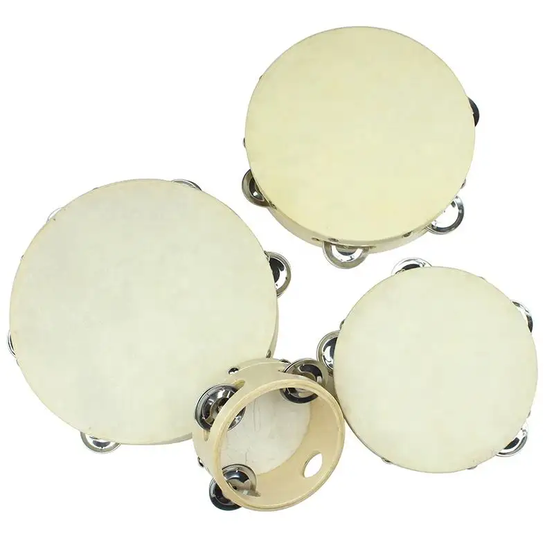 Orff khiêu vũ bằng gỗ Rattle nhạc cụ tay trống trẻ em trống bằng gỗ da cừu Tambourine