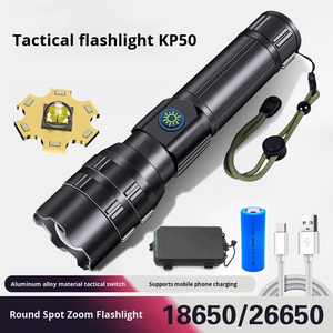 Độ sáng cao có thể sạc lại Tầm xa zoom dẫn Đèn pin xách tay hợp kim nhôm cho Đi Bộ Đường Dài Ngoài Trời & cắm trại AA loại pin - Product Image 3
