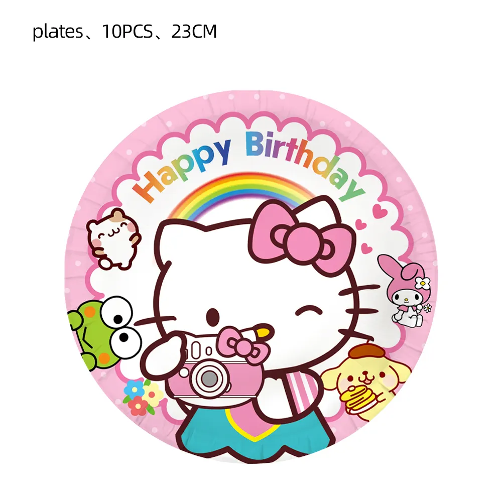 Hello Kitty Pratos de Papel Decoração de Festa de Aniversário Festa do Dia das Crianças Suprimentos Serviço Personalizado Atacado