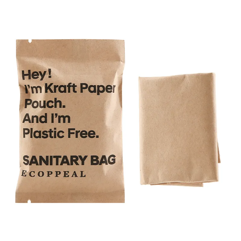 Pochette en papier Kraft biodégradable écologique avec Logo personnalisé, sac sanitaire jetable pour hôtel, voyage