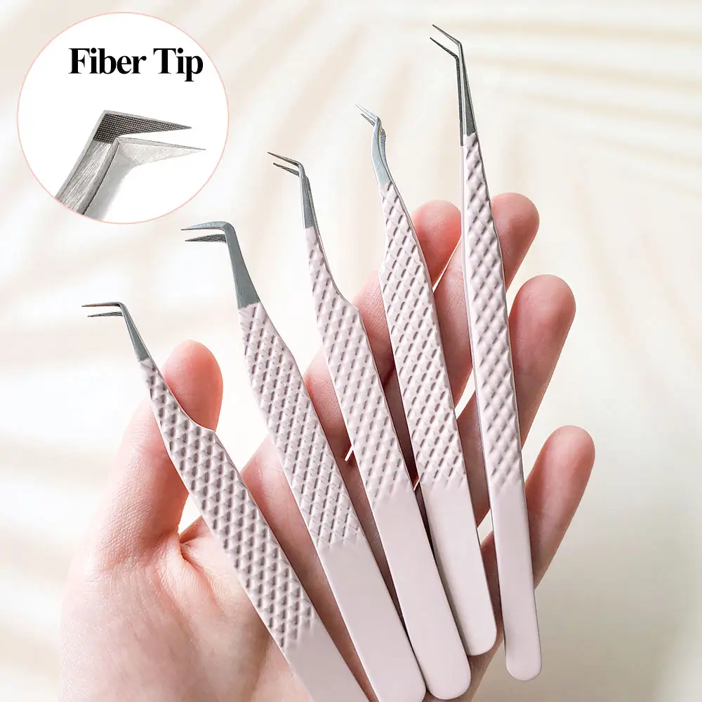 Wholesale Price Stainless Steel Micro Fiber Tip Tweezers 45 75 90 Degree Eyelash Extension Tweezers