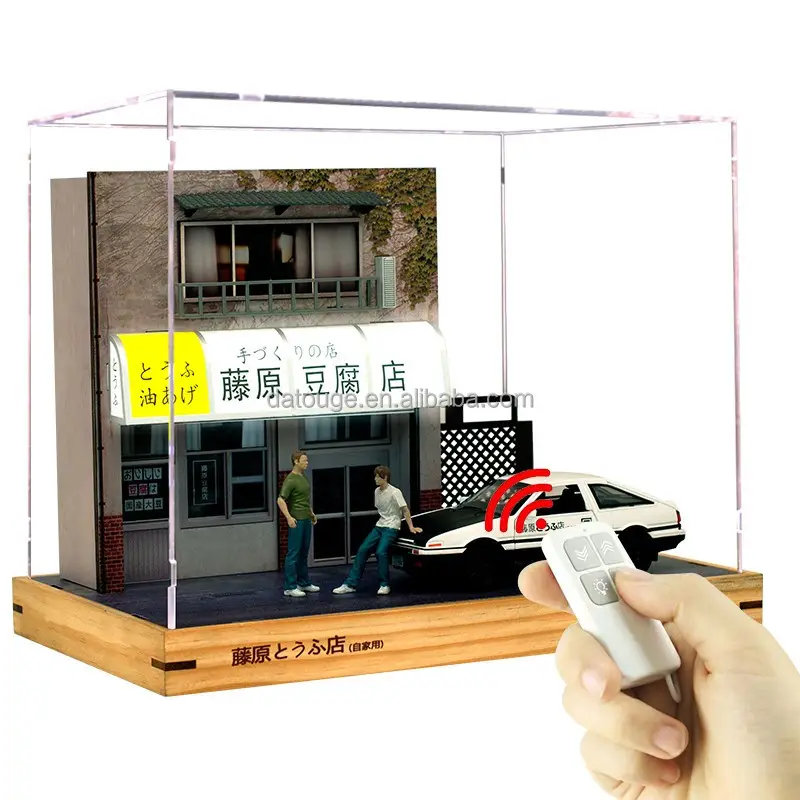 Diorama 1:32 Armário de Exibição para Parking Fujiwara Tofu Store, Garagem, Simulação de Controle Remoto, Decoração