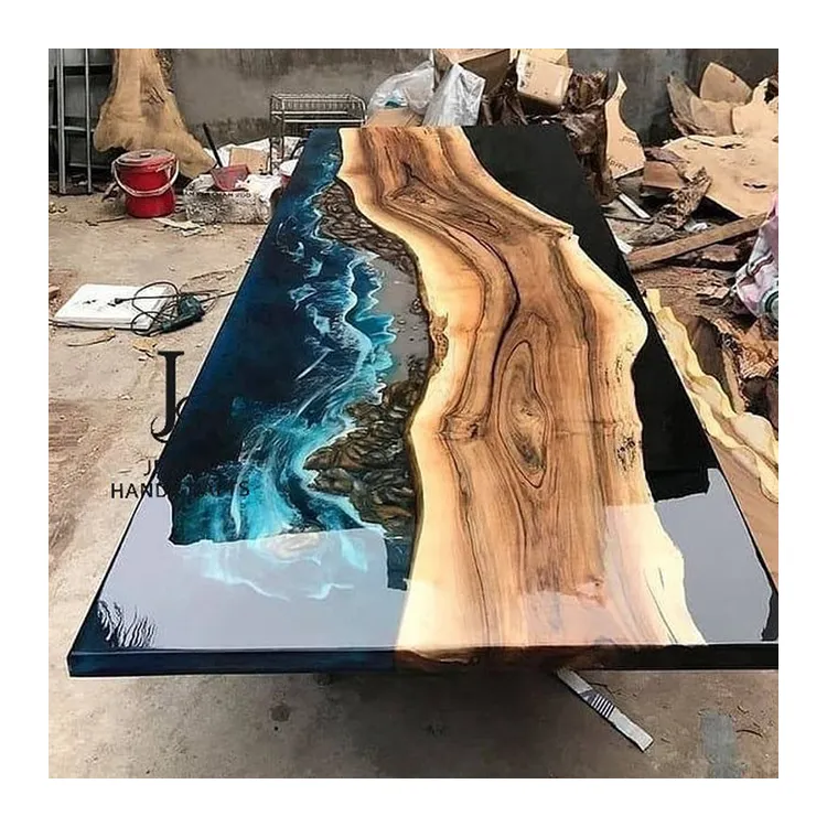 Luxus Live Edge Holzplatten Esstische Epoxy Resin River Tische Maßge schneiderte Massivholz Epoxy Tische Tops