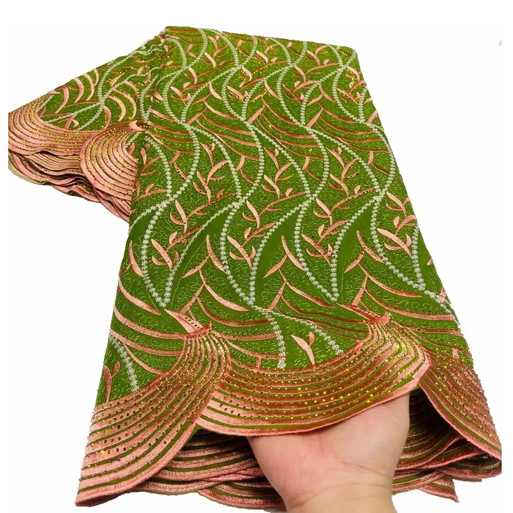 Supoo Austria abito da sposa lafaya pizzo africano verde cotone svizzero tessuto voile con pietre per abbigliamento donna kanuri dressing