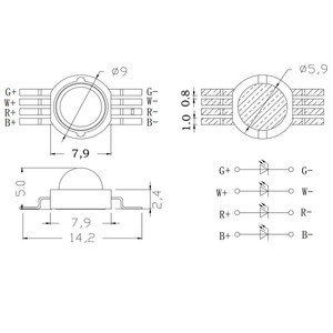 12W High Power <strong>LED</strong> Full Color Stage Light RGB Red, Green, Blue and White Four-in-one Chip <strong>LED</strong> - Product Image 2