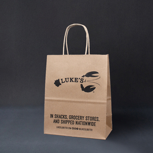 Kraft kağıt büyük taban promosyonlar dijital baskı seçenekleri için süpermarket kullanımı için düz kolları ile çanta götürmek - Product Image 1