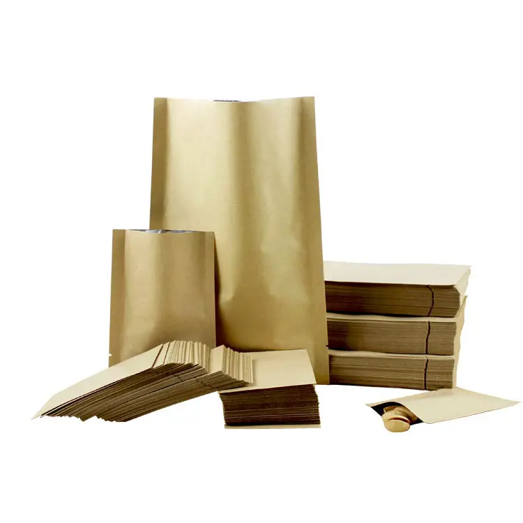 Flat Pouch Packaging Bags Kraft Paper 2 3 Three Side Heat Seal Small Plain Disposable Accept CN;GUA Food Custom Gravure Printing