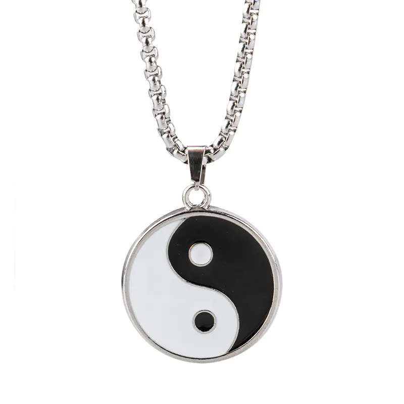 Taoizm takı sembol denge paslanmaz çelik Tai Chi Yin ve Yang kolye çift kolye