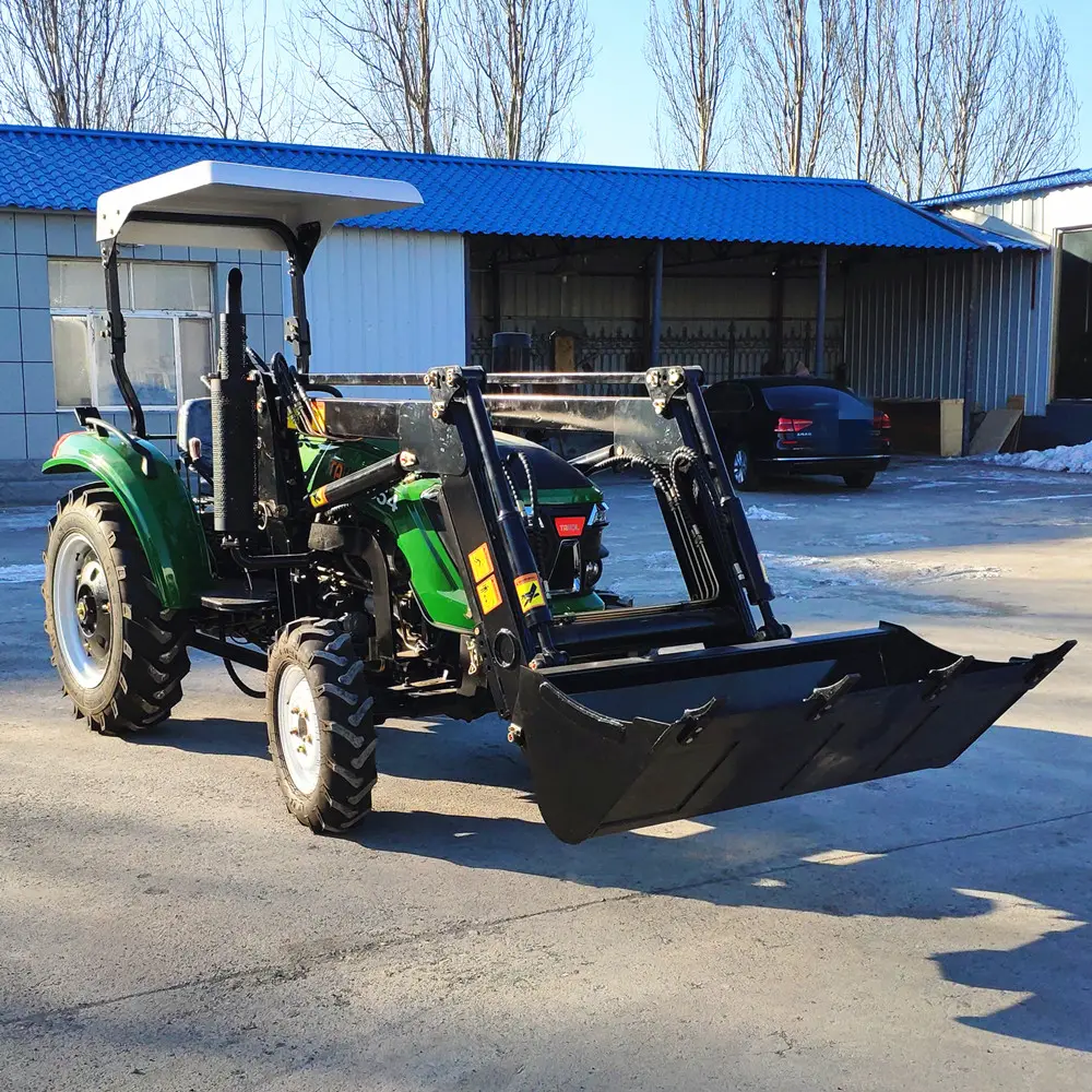 Ban Pertanian Loader Depan 4X4 4wd, 8 + 8 Shift 55hp Traktor Beroda Dalam Merek Tavol