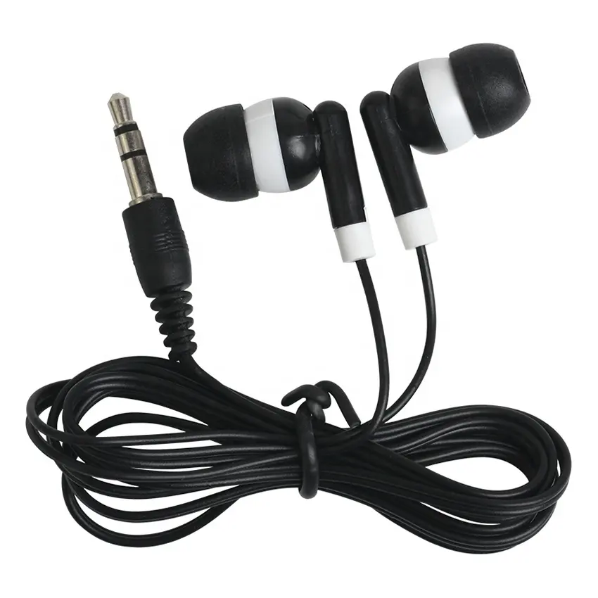 Cheapest In Ear 3.5mm Plug Wired Earphone Disposable Gift Earbuds Earphones For Airline Bus MP3 Mobile Phone For School Library