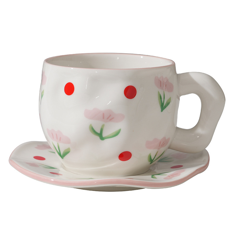 Pink flower cup and saucer-400ml