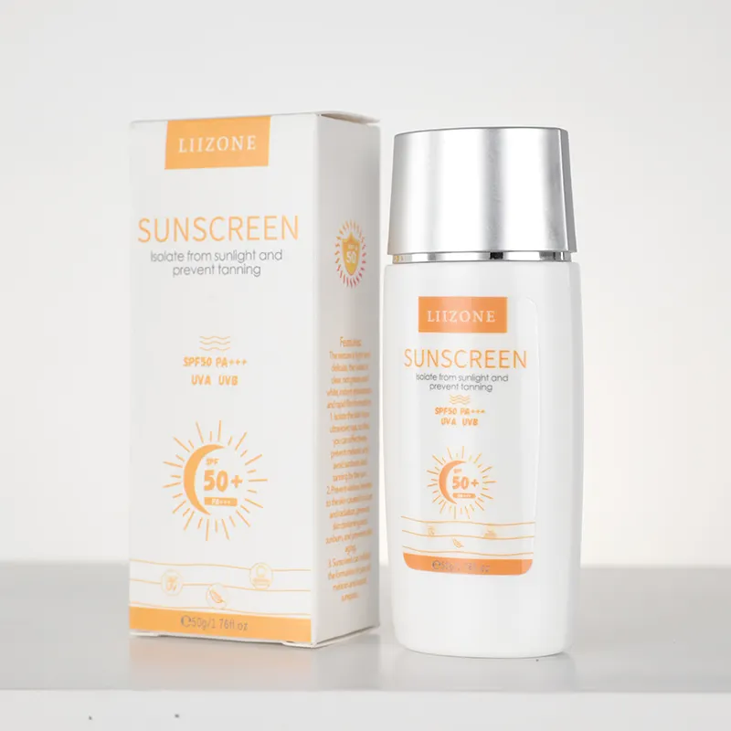 Nhãn hiệu riêng OEM tự nhiên Vegan crean Kem chống nắng Kem chống nắng SPF 50 rạn san hô an toàn Glow giữ ẩm không thấm nước UV Mặt Kem chống nắng