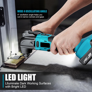 Strumento oscillante Cordless per batteria Makita 18V, strumento motore Brushless a velocità variabile 6, Kit Multi utensile oscillante - Product Image 6