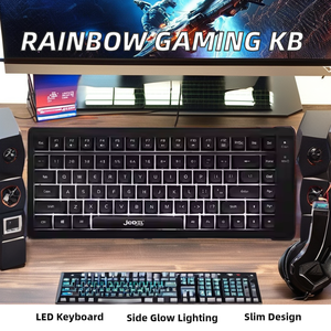 Impresión de seda Rainbow Lighting 84 teclas Teclado para juegos con cable con funciones multimedia FN + Diseño compacto sin llave - Product Image 2