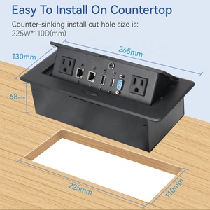 Smart Office US <strong>Desktop</strong> <strong>Socket</strong> Outlet Table Top Pop up Type c RJ45 Organizer with 2 Ac Outlets