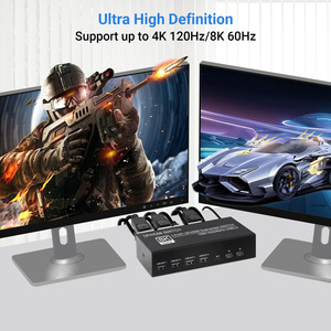 SY 8K HDMI显示端口KVM交换机2 PC 2监视器8K @ 60hz DP 1.4 HDMI 2.1 USB 3.0 KVM交换机双监视器