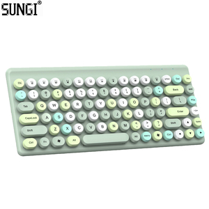 2.4GHz USBワイヤレスキーボードタイプライターキーボード、86カラフルなラウンドキーオフィスコンピューターレトロキーボード - Product Image 1