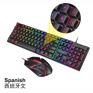 Combo de teclado y ratón con cable para juegos en Español Árabe TF200, juego de teclado con retroiluminación de arcoíris de 104 teclas para PC de escritorio - Product Image 4