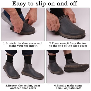 Eco Anti-static Custom Printed Reusable Waterproof Silicone Women Flat Black Boot Shoe <strong>Cover</strong> for <strong>Rain</strong> - Product Image 4