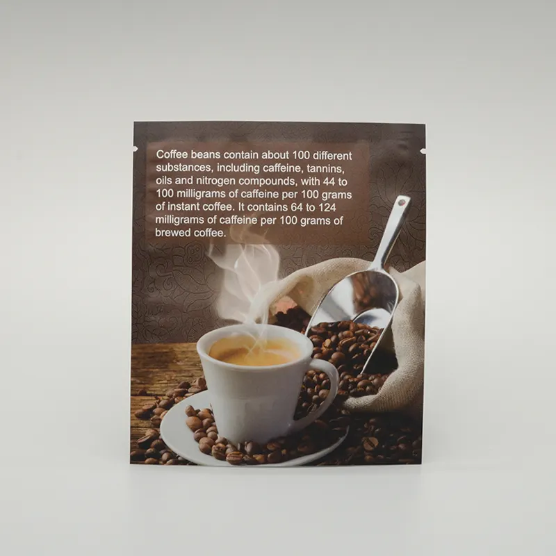 Saco de embalagem plástica vazio para café com filtro de gotejamento de folha de vedação de 3 lados à prova de cheiro com impressão personalizada