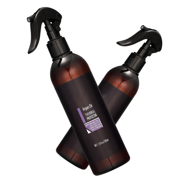 Spray de protección térmica de aceite de argán para el cabello, Spray de protección térmica para el calor del cabello con logotipo personalizado, Etiqueta Privada, 200ml