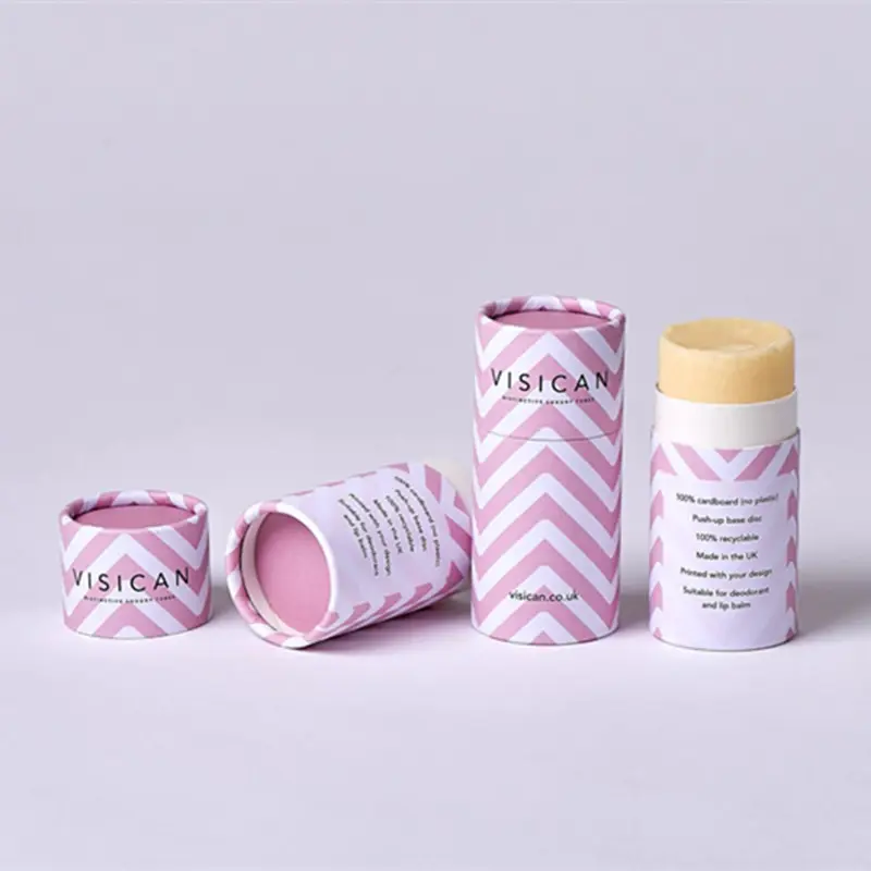 Misura su misura biodegradabile tubo di carta push up contenitore per deodorante balsamo per le labbra imballaggio cartone contenitore cosmetico