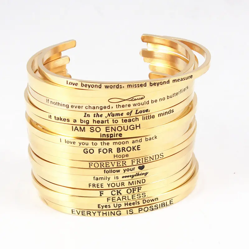Braccialetti personalizzati braccialetti in acciaio inossidabile bracciale da polso con incisione personalizzata bracciale con citazione ispiratrice bracciali con messaggio