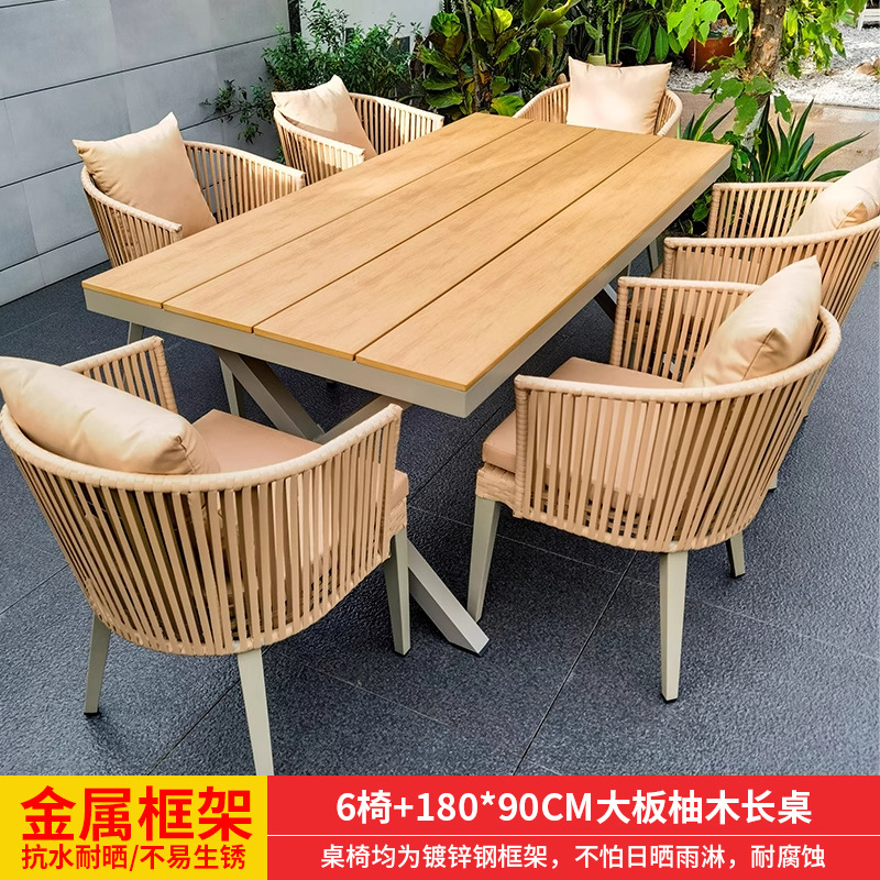 Estructura de acero galvanizado - 6 sillas + mesa grande de 180 cm