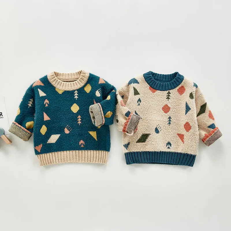 Suéteres de visón para niños y niñas, ropa de punto Geo, blusa, suéter de punto de invierno con estilo, nuevo diseño