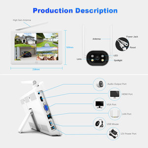 SriHome Cámara de seguridad para el hogar 2MP Monitor de pantalla táctil Kit NVR de 4 canales Sistema de vigilancia inalámbrico Cámara de red Wifi NVR - Product Image 6
