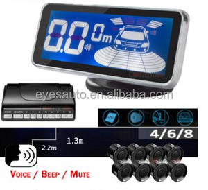 Sistema de aparcamiento LCD universal para aparcamiento de coche de 12 V con 8 sensores ultrasónicos para detectar obstáculos, sensor de aparcamiento LCD de voz humana