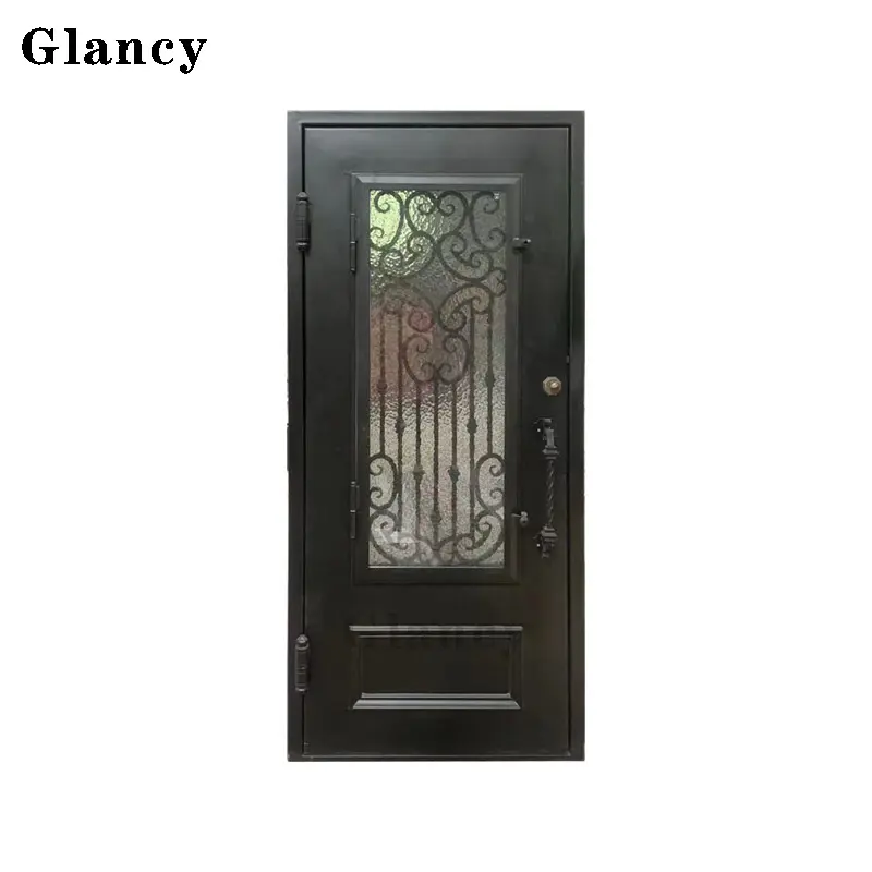 O quadro preto barato do preço popular do estilo novo do projeto personalizou portas do arco do ferro do tamanho e do vidro do projeto