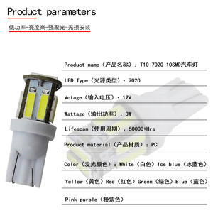 Perfect <strong>LED</strong> T10 10smd <strong>LED</strong> automobile side light 3W OEM <strong>LED</strong> headlight Replacement Reverse Lamp Instrument Panel Bulbs - Product Image 5