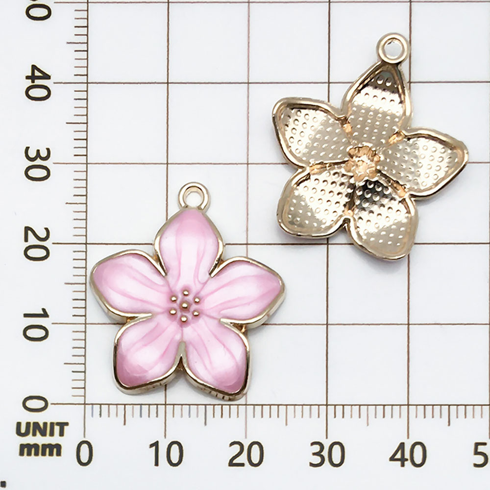 1 pink cherry blossom with oil droplets - 2.6g - 28*25mm - 18837
