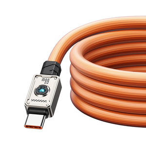 USAMS SJ686 2024 New SJ686 Mecha Durable Cable Zine Alloy 66W 6.0mm <strong>Thickness</strong> <strong>USB</strong> Type-C Fast Charging Data Cable With Light - Product Image 1