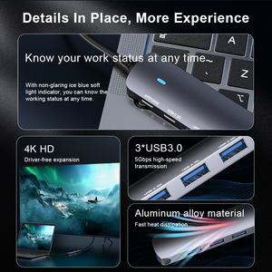 Ult-unite 2025 6 in 1 Port Hub çok fonksiyonlu USB 3.2 Light 10Gb tip c çift HDMI 4K 60 USB a 3 .0 Por USB-c-hub ışık ile - Product Image 4