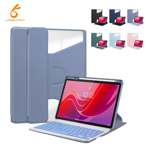Funda y teclado de cuero PU giratorio transparente de 360 grados con ranura para bolígrafo para tabletas - Product Image 6