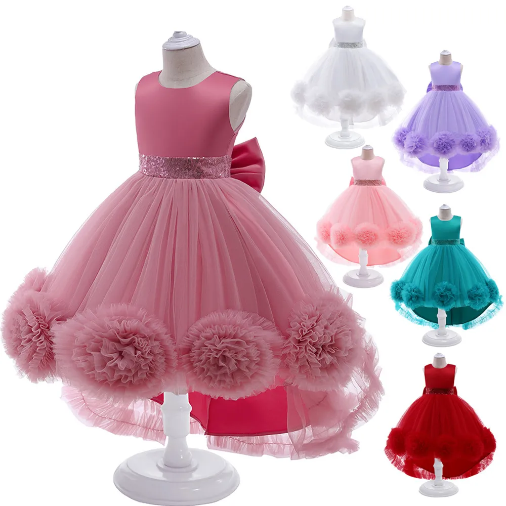 Latest Design Kids Party Flower Girls Dresses White Baby Dresses Boutique Kids Dresses For Girls