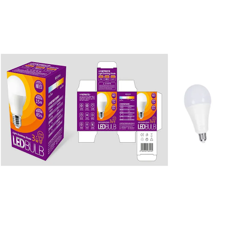 Custom stampato LED lampadina imballaggio cartone scatola di imballaggio di carta per lampada a Led