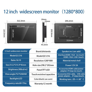 Monitor de montaje en Panel de 12,1 pulgadas 1280*800 de fábrica, Monitor de pantalla táctil capacitiva integrado, pantalla Industrial con puerto VGA - Product Image 5
