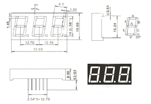 3bit tubo digitale rosso 0.56 pollici 7 segmento comune catodo LED Display 8x8 Led reticolo rosso brillante Dot matrice