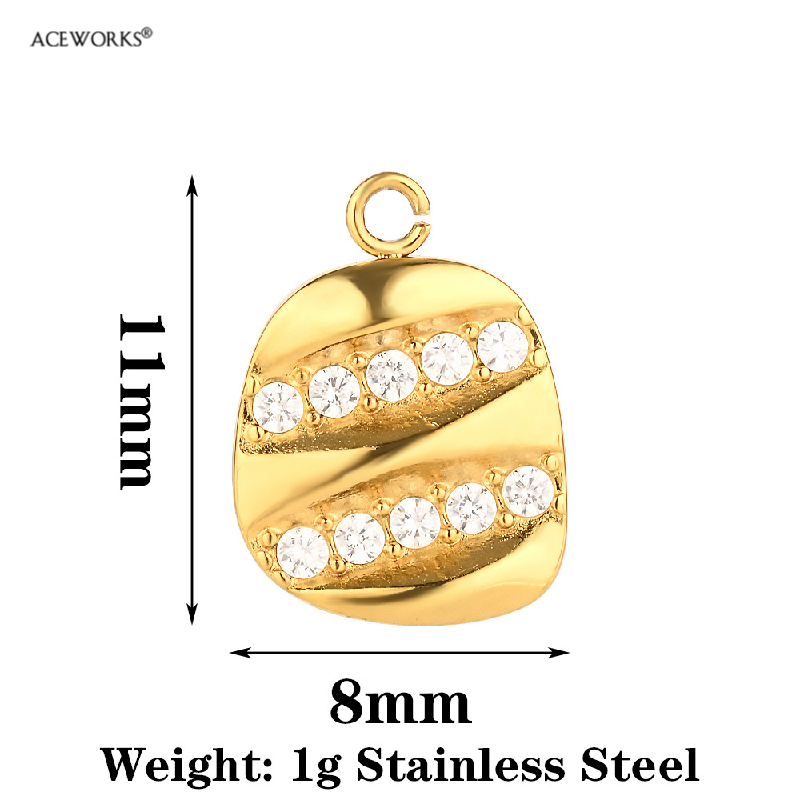 Pavé Striped Rectangle Charm