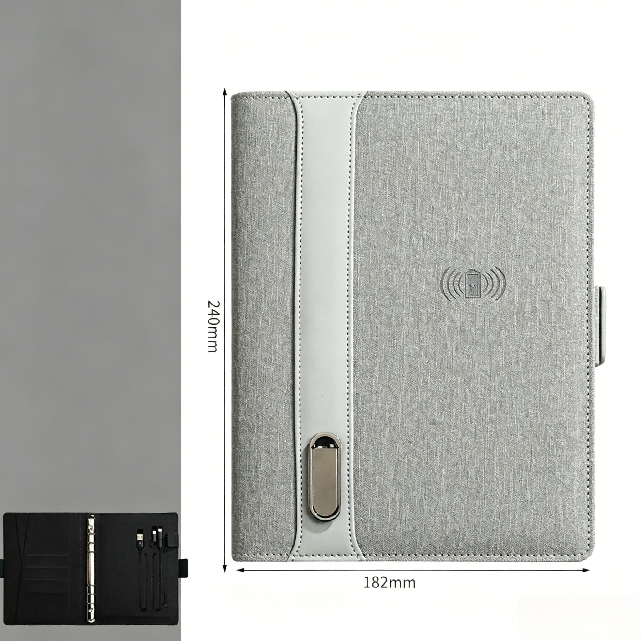 Gray power bank notebook