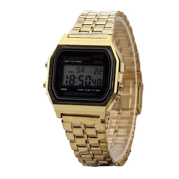 Classic good quality gold plated wrist watch Waterproof Sport Plastic Digital Men Wristwatch
