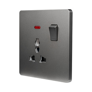 ABUK fabrika İngiltere çok fonksiyonlu elektrik 13A 15A güç priz 1 Gang 2 yollu Rocker duvar LED göstergeli anahtar ışık - Product Image 4