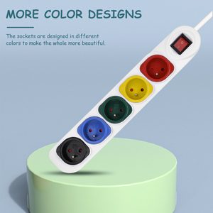 Colored <strong>Extension</strong> <strong>Socket</strong> With <strong>Multiple</strong> Switched Plugs 5 Gang French Power Strip Copper Material Electric <strong>Socket</strong> - Product Image 5
