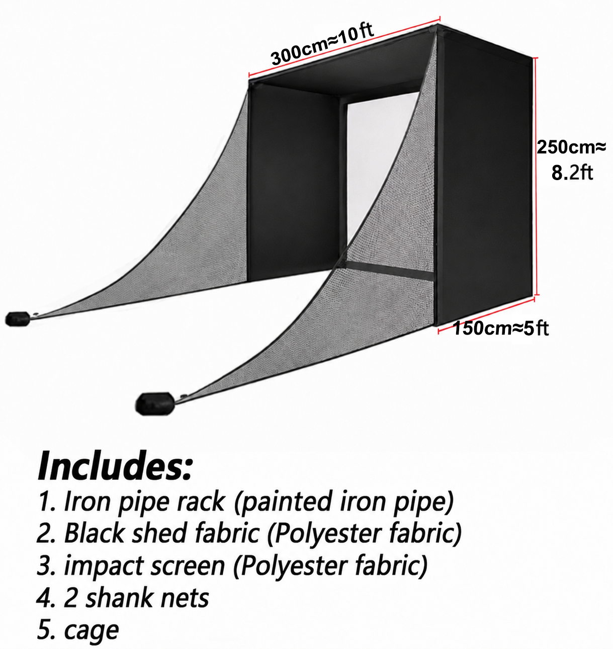 10ft*5ft*8.2ft Upgraded Shock-Absorbing black enclosure