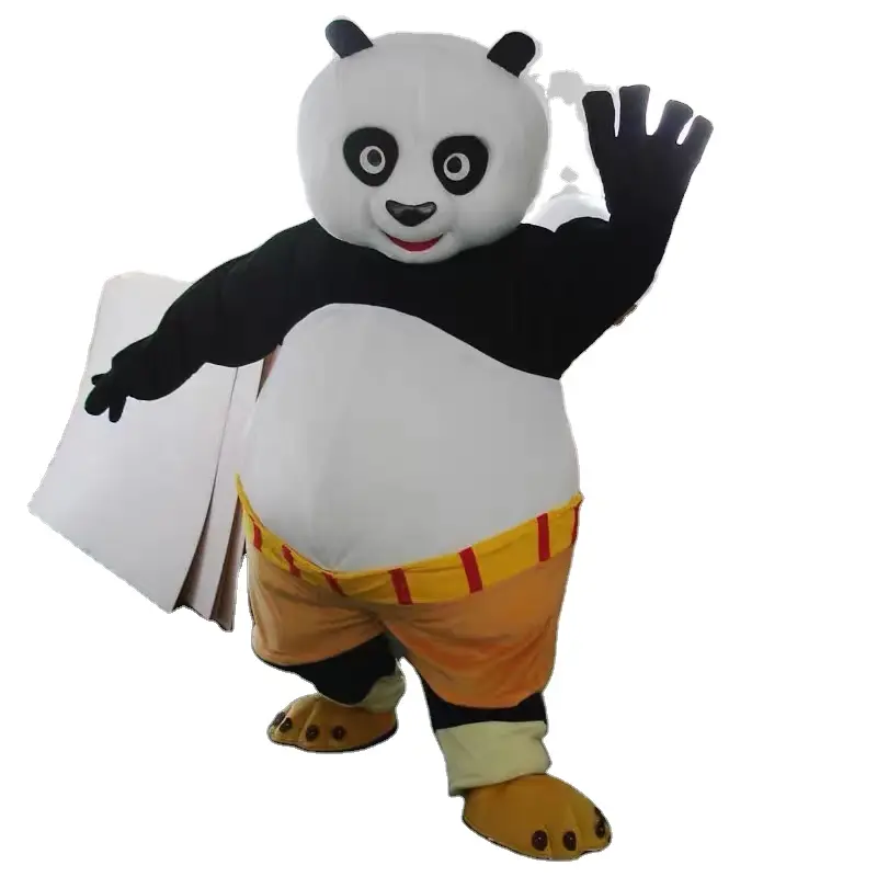 Venta caliente barato adultos de Kung Fu panda de dibujos animados traje/traje de panda de peluche mascota traje para la promoción