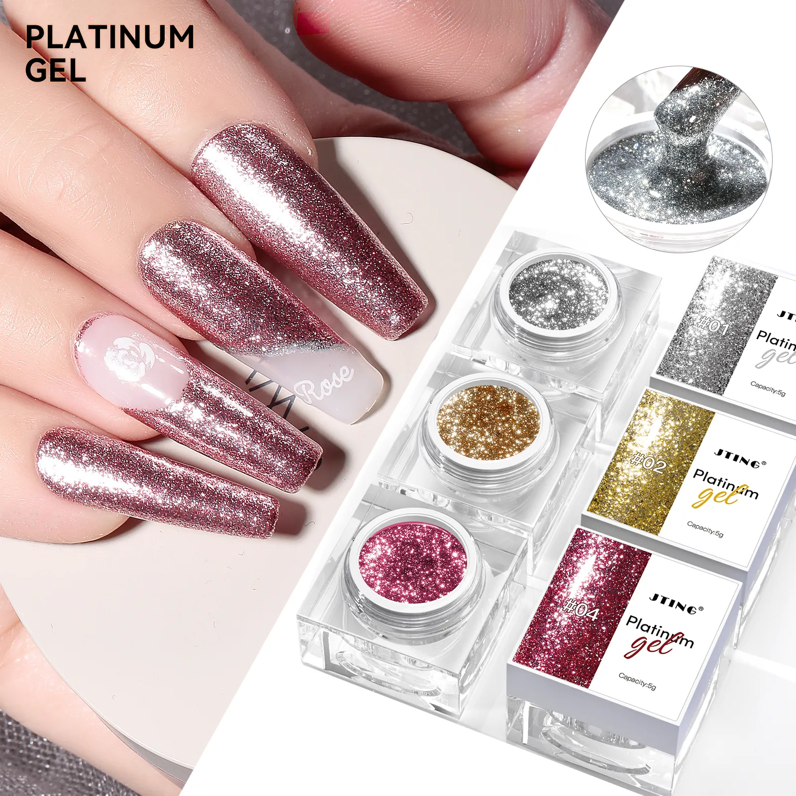 JTING-esmalte de gel de platino de alta densidad, conjunto de 4 colores OEM, frascos de etiqueta privada